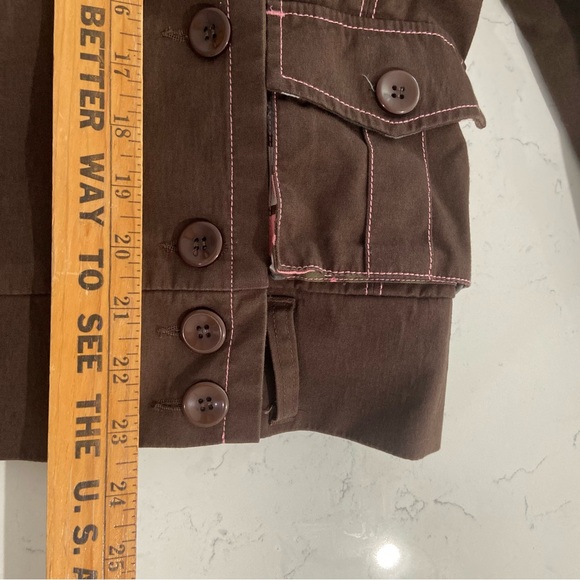 Adidas Originals Safety Brown Pink Trefoil Button Up Jacket w/o Belt S - Picture 8 of 8